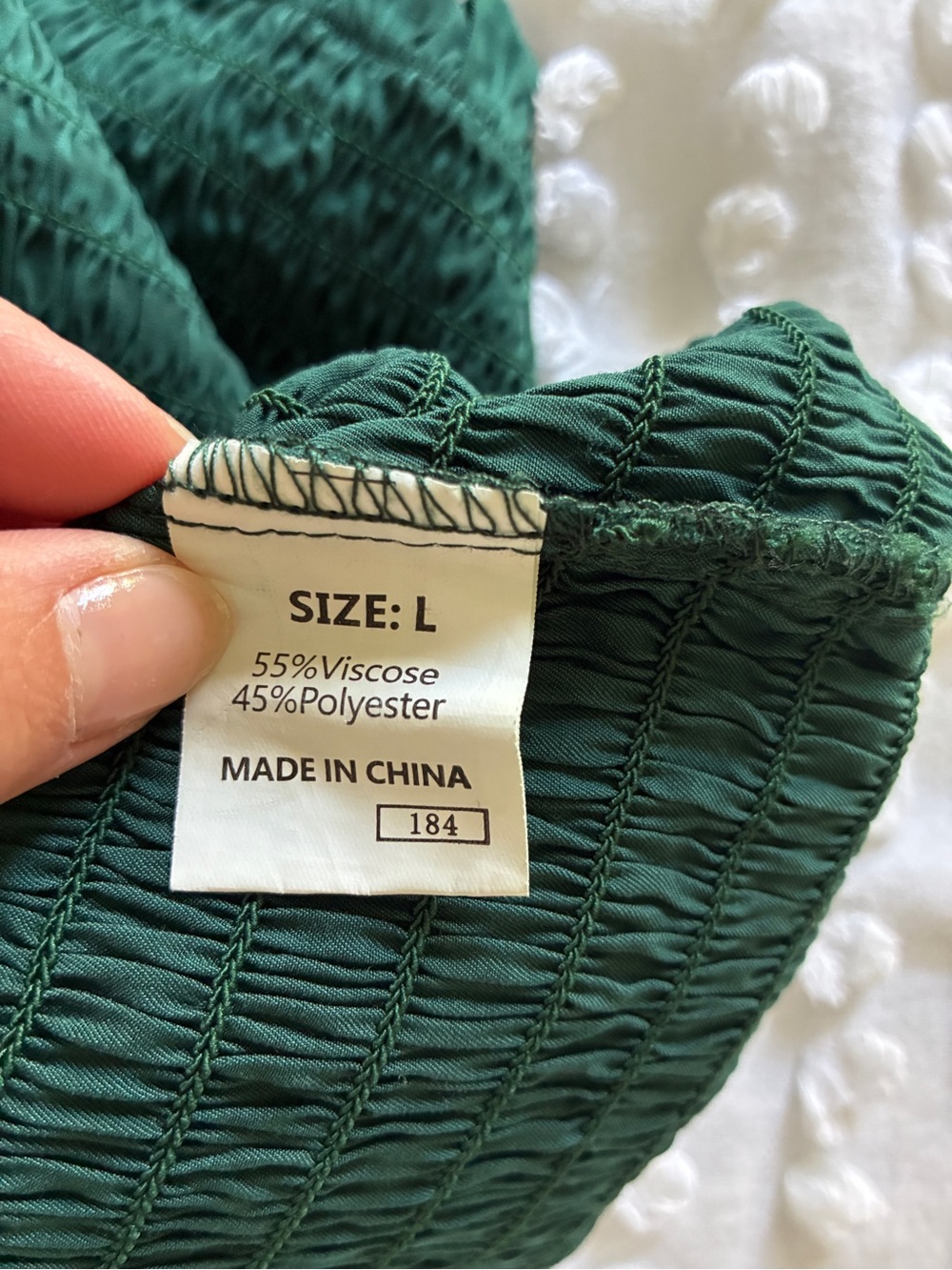 Smocked Square-Neck Long Sleeve Top - Deep Green - Picture 3 of 3